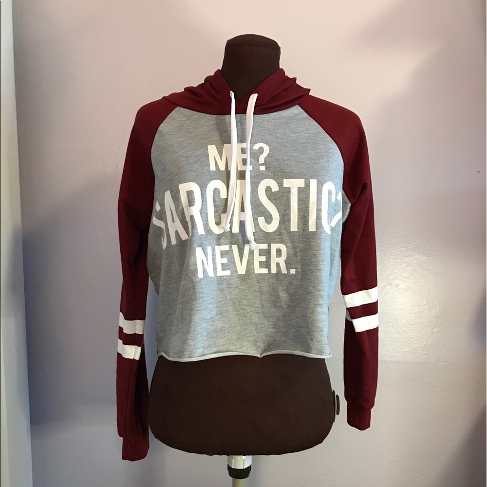 Rue 21 L Long Sleeve Sarcastic Cropped Hoodie